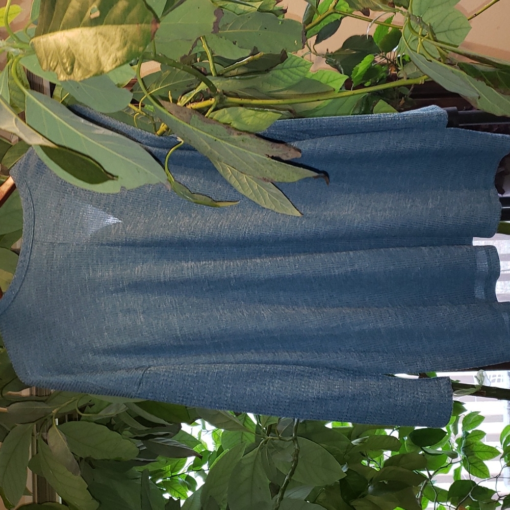 Terra & Sky Teal V Neck Knit 3/4 Sleeve 1X - Picture 5 of 10